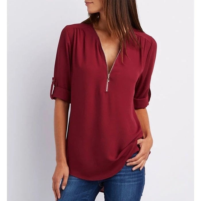 mujer de tejido suave diseño moderno media cremallera