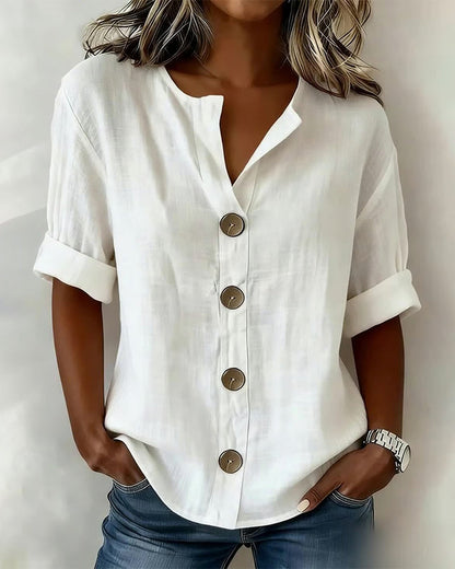 Blusa Mujer Algodón Botones Corte Suelto Comoda - Mavetta