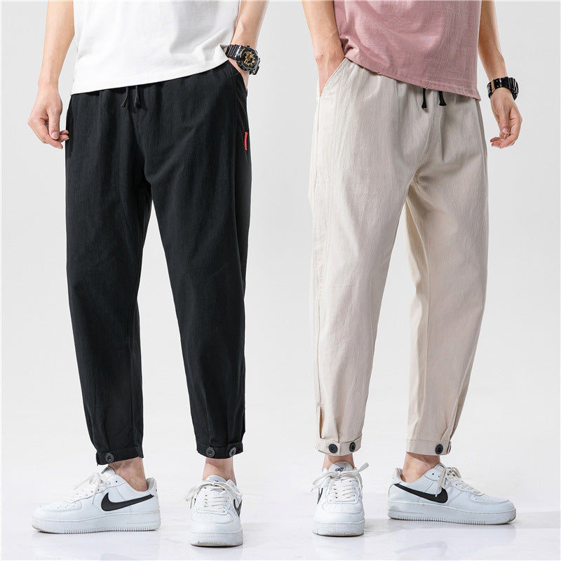 Pantalones Hombre Tejido Ligero Transpirable Corte Moderno Ajustado