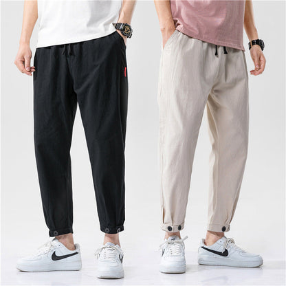 Pantalones Hombre Tejido Ligero Transpirable Corte Moderno Ajustado