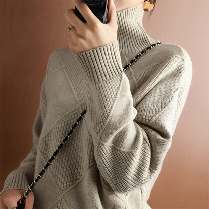 Jersey Mujer de Punto Estructurado Cuello Alto