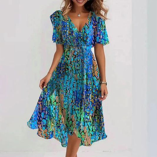 Vestido midi Mujer Cruzado Fluido para Invitada de Boda - Mavetta