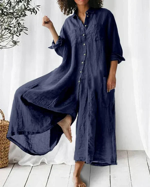 Mono Mujer Camisero de Tejido Suelto Estilo Relajado
