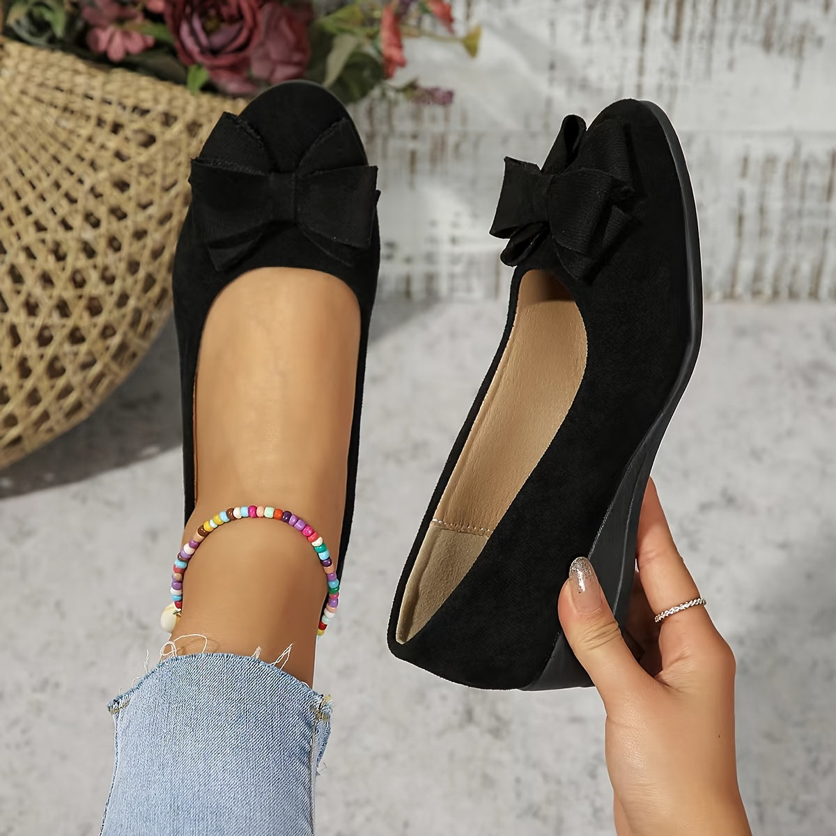 Zapatos planos mujer ortopédicos con lazo plantilla ergonómica
