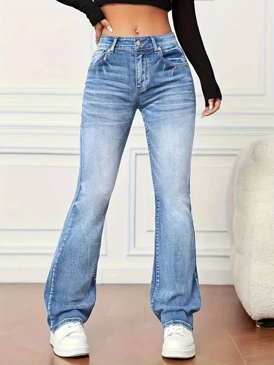 Jeans Mujer Acampanados Elásticos Estilo Vintage