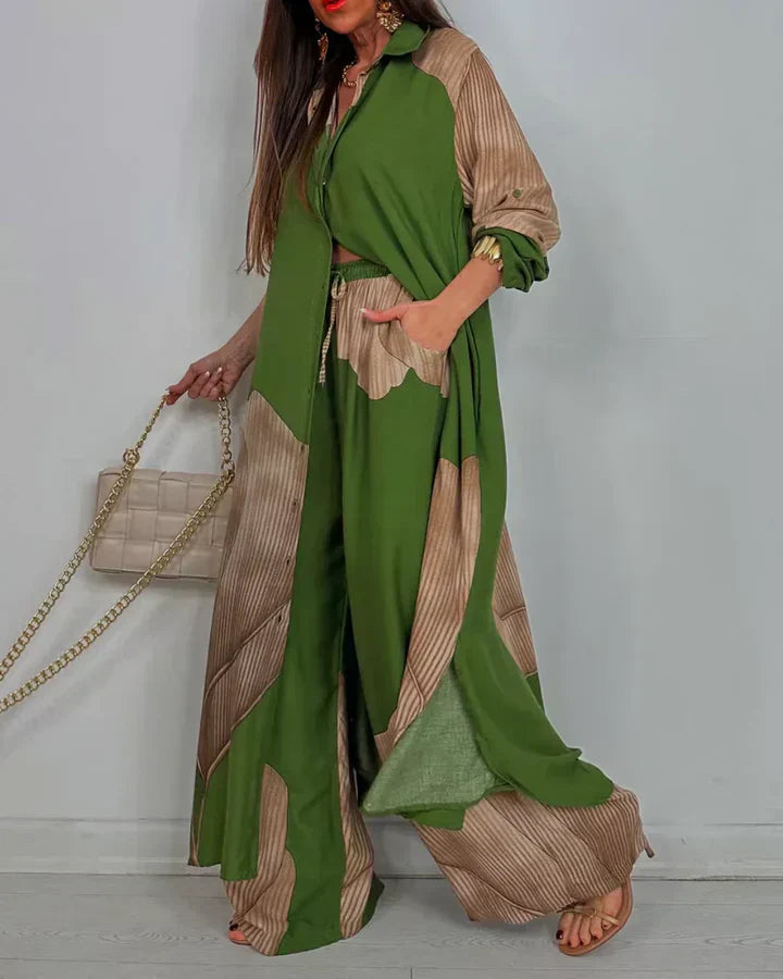 Conjunto Mujer Blusa Holgada y Pantalón Ancho