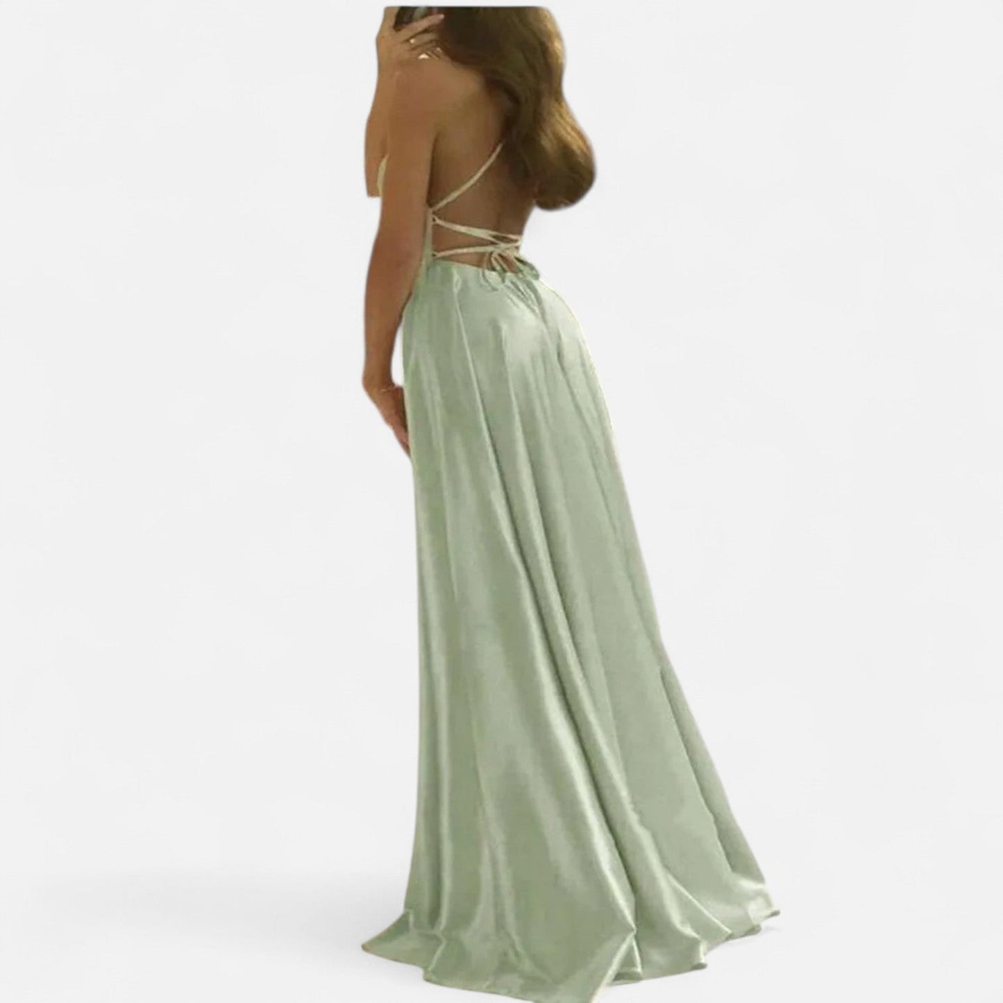 Vestido maxi mujer con tirantes y abertura elegante