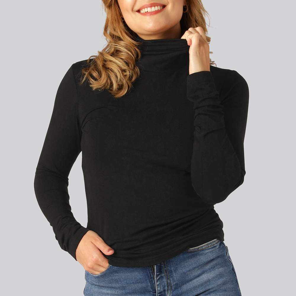 Suéter Mujer Cuello Alto Ajustado Diseño Elegante