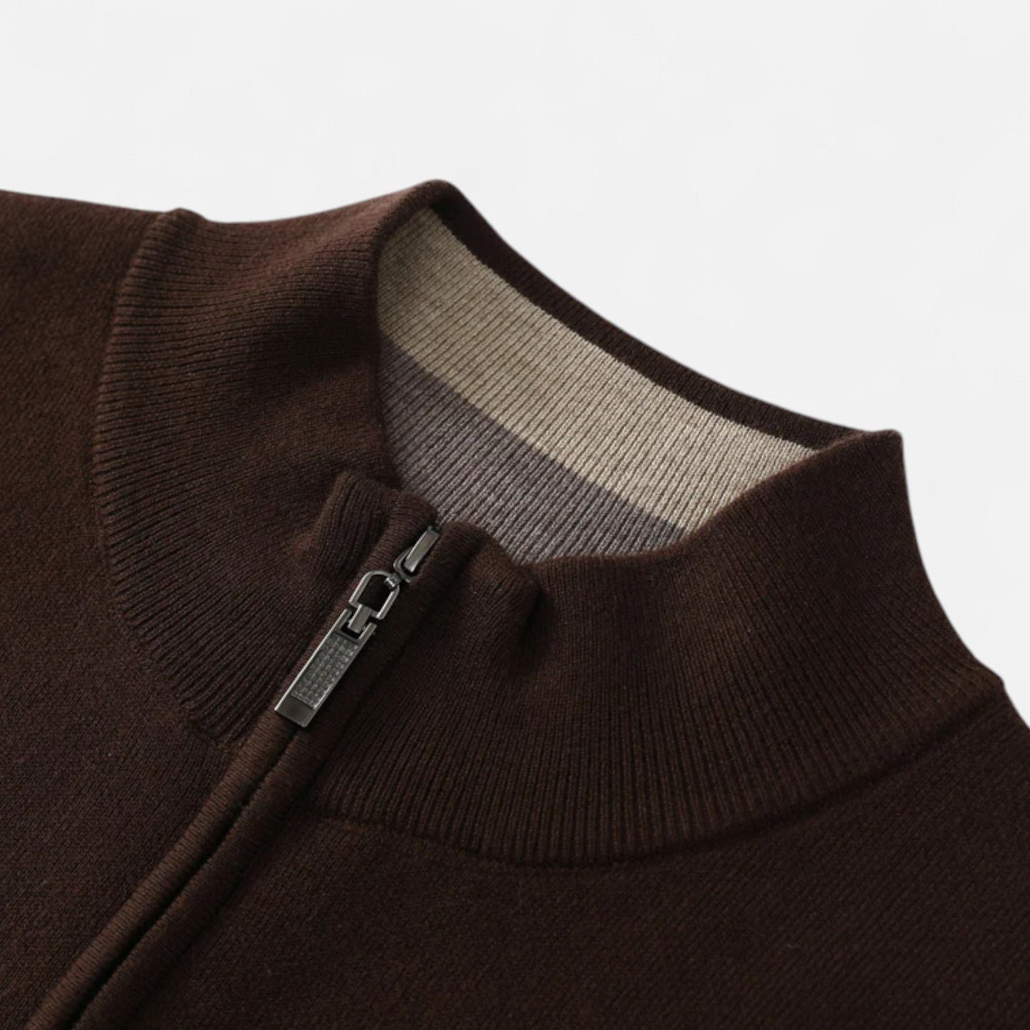 Suéter Hombre Lana Merino Media Cremallera Cuello Semi Alto
