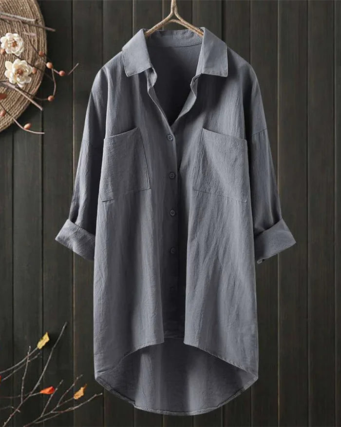 Blusa Mujer de Lino Corte Clásico
