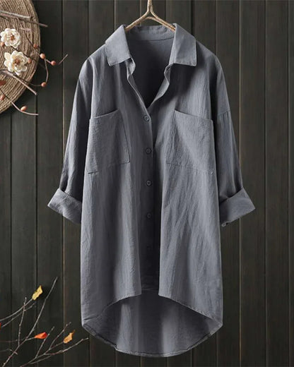 Blusa Mujer de Lino Corte Clásico