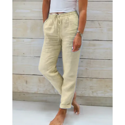 Pantalones mujer con corte relajado y cordón ajustable
