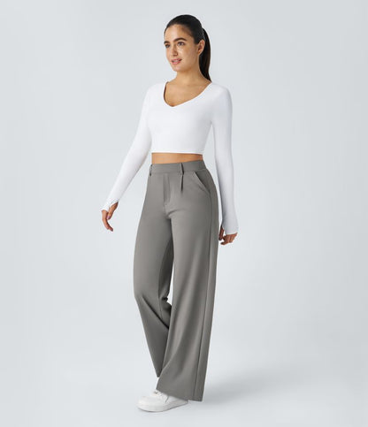 Pantalones Mujer Talle Alto Pierna Ancha Corte Amplio