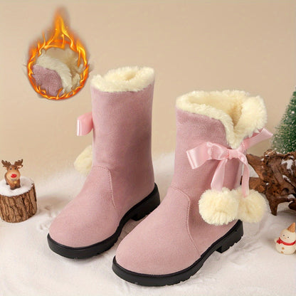 Botas de nieve niña de felpa cálida suela antideslizante