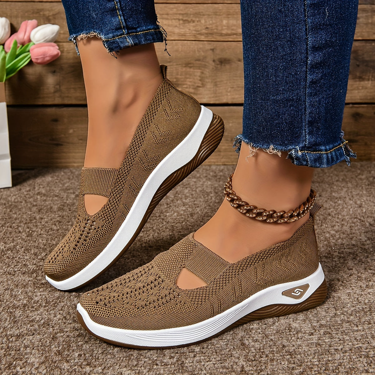Zapatillas Mujer Slip-on Cuña Ligera Transpirables