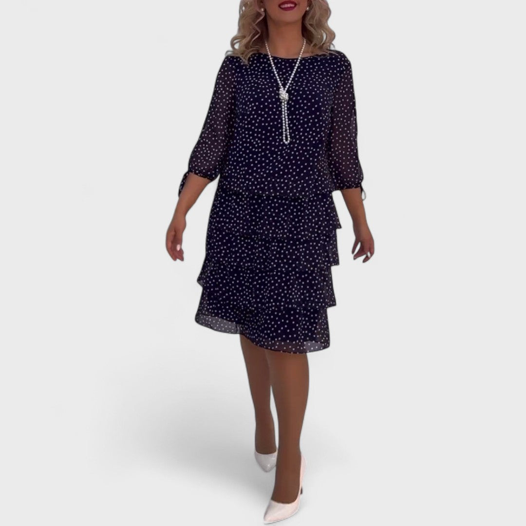 Vestido clásico mujer de lunares manga larga elegante - Mavetta