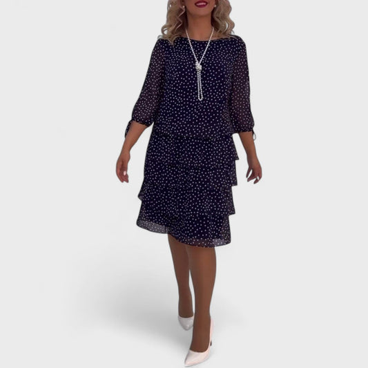 Vestido clásico mujer de lunares manga larga elegante - Mavetta