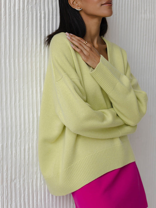 Jersey mujer de punto suave con cuello en v - Mavetta