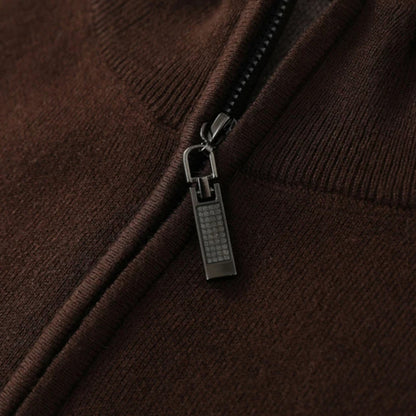 Suéter Hombre Lana Merino Media Cremallera Cuello Semi Alto