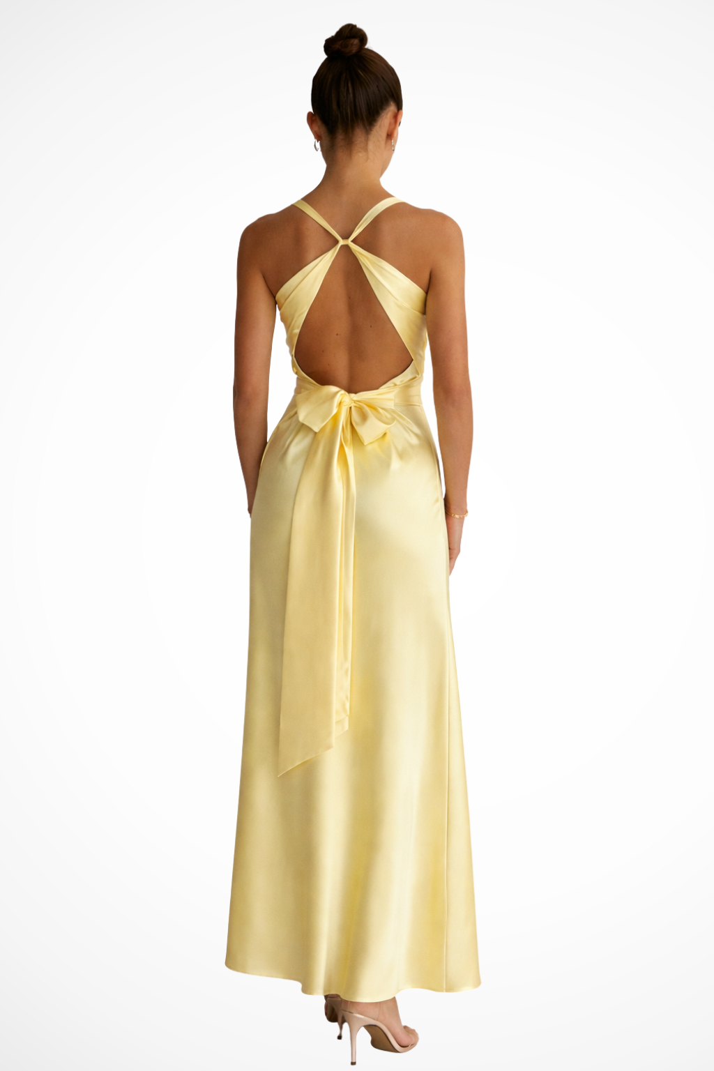 Vestido maxi mujer con cuello halter y espalda descubierta elegante
