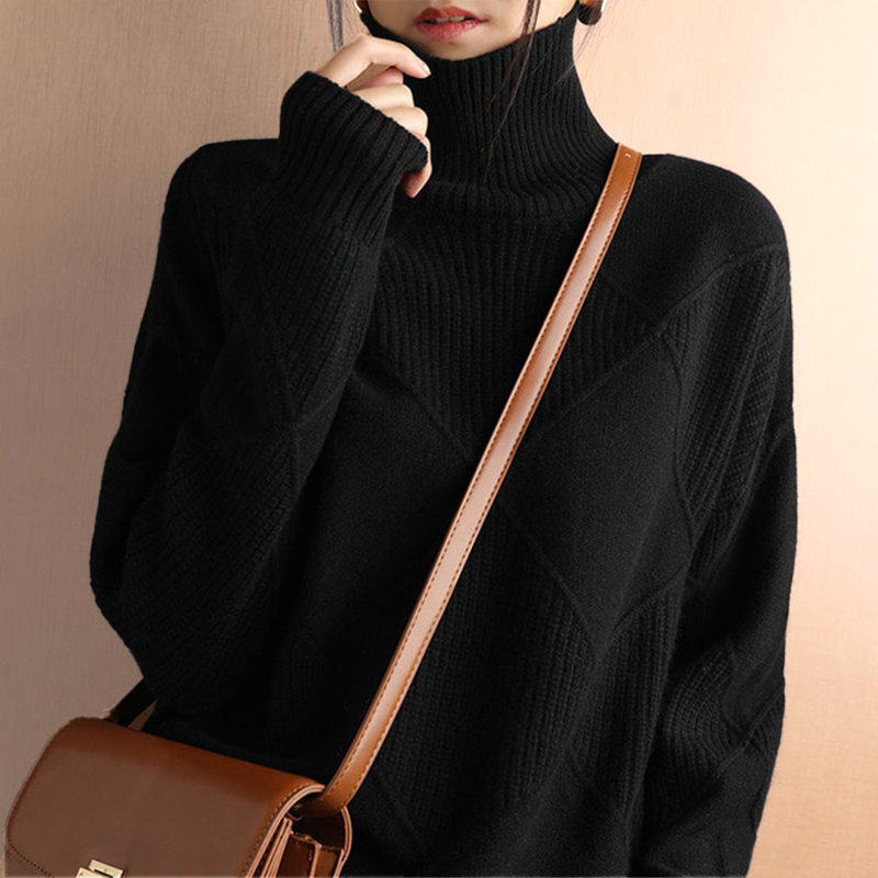 Jersey Mujer de Punto Estructurado Cuello Alto