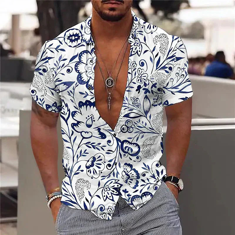 Camisa Hombre Estampado Estructurado Cuello Profundo - Mavetta