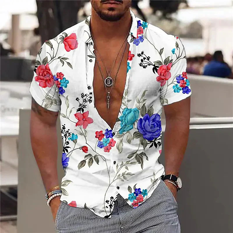 Camisa Hombre Estampado Estructurado Cuello Profundo