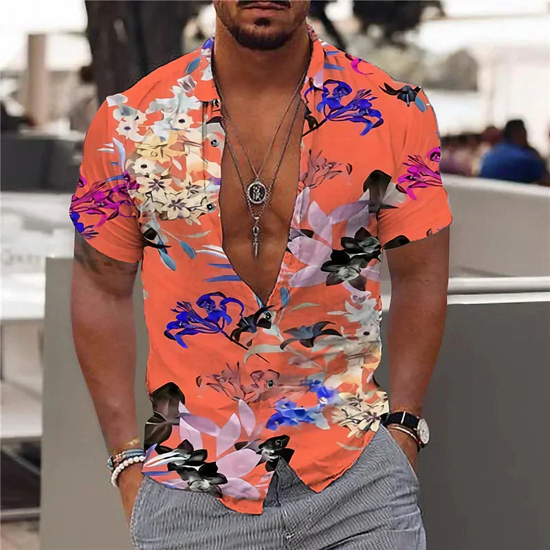 Camisa Hombre Estampado Estructurado Cuello Profundo