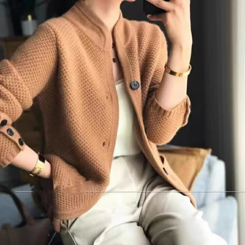 Abrigo Mujer Invierno Grueso Botones Ajuste Clasico