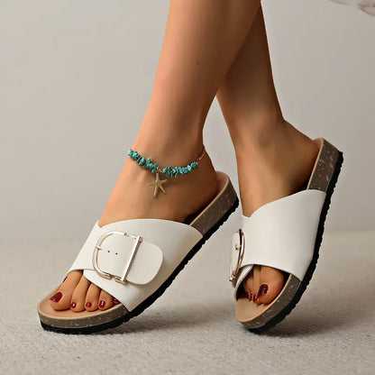 Sandalias Mujer Hebilla Ajustable Suela de Corcho