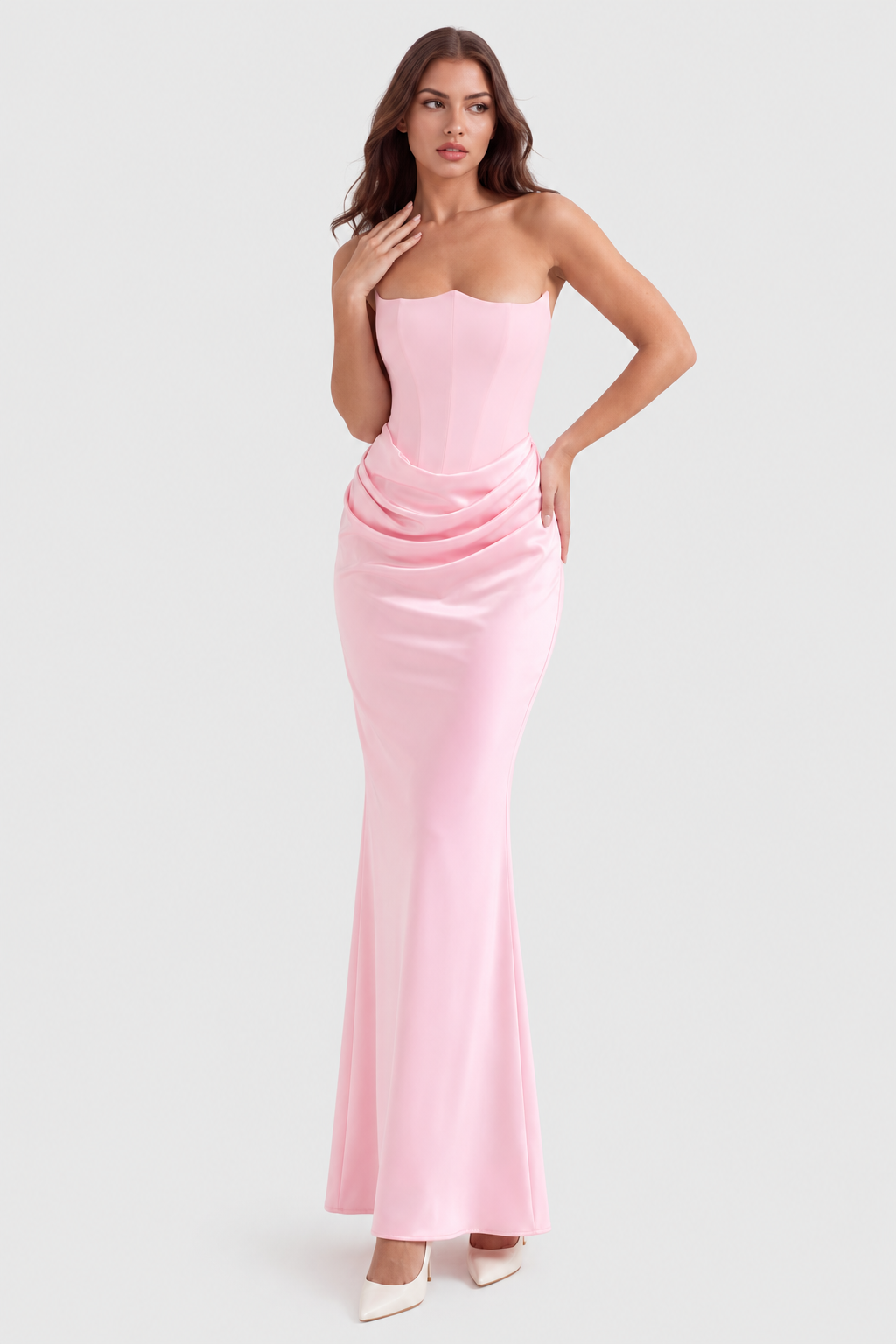Vestido largo mujer con corsé estructurado
