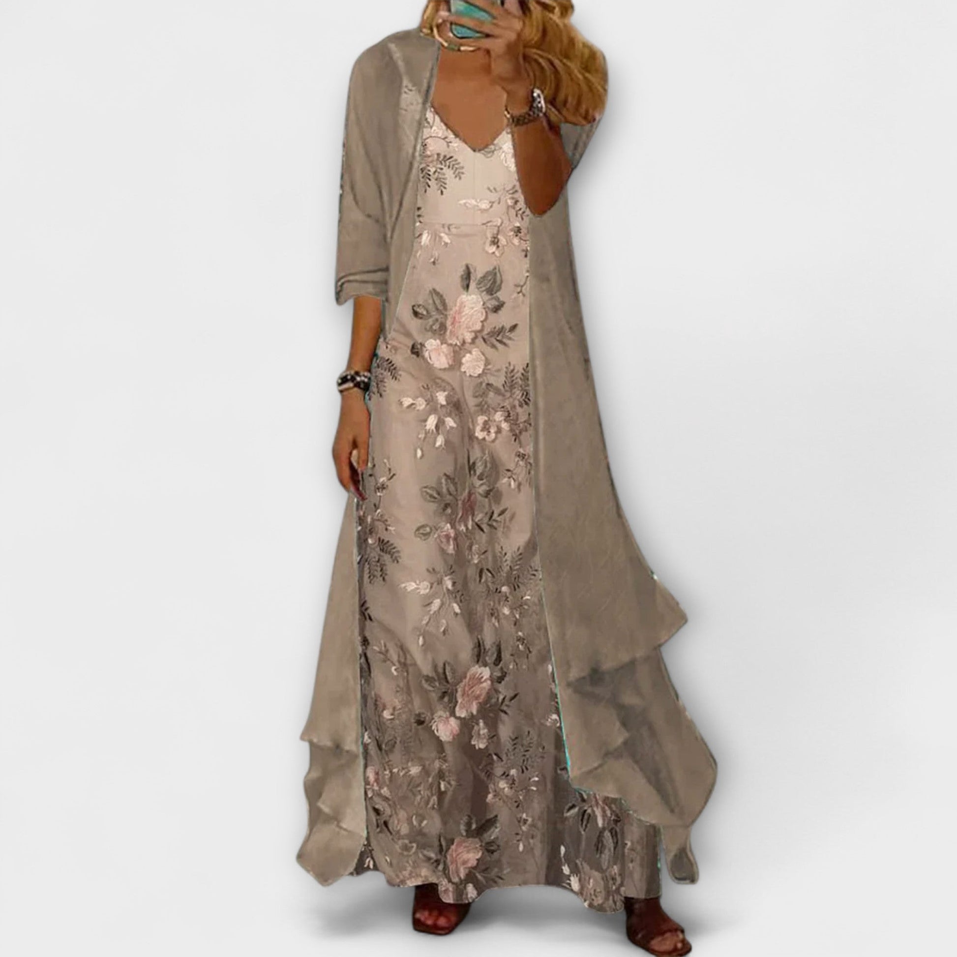 Vestido Maxi Mujer con Chaqueta Conjunto de Piezas - Mavetta