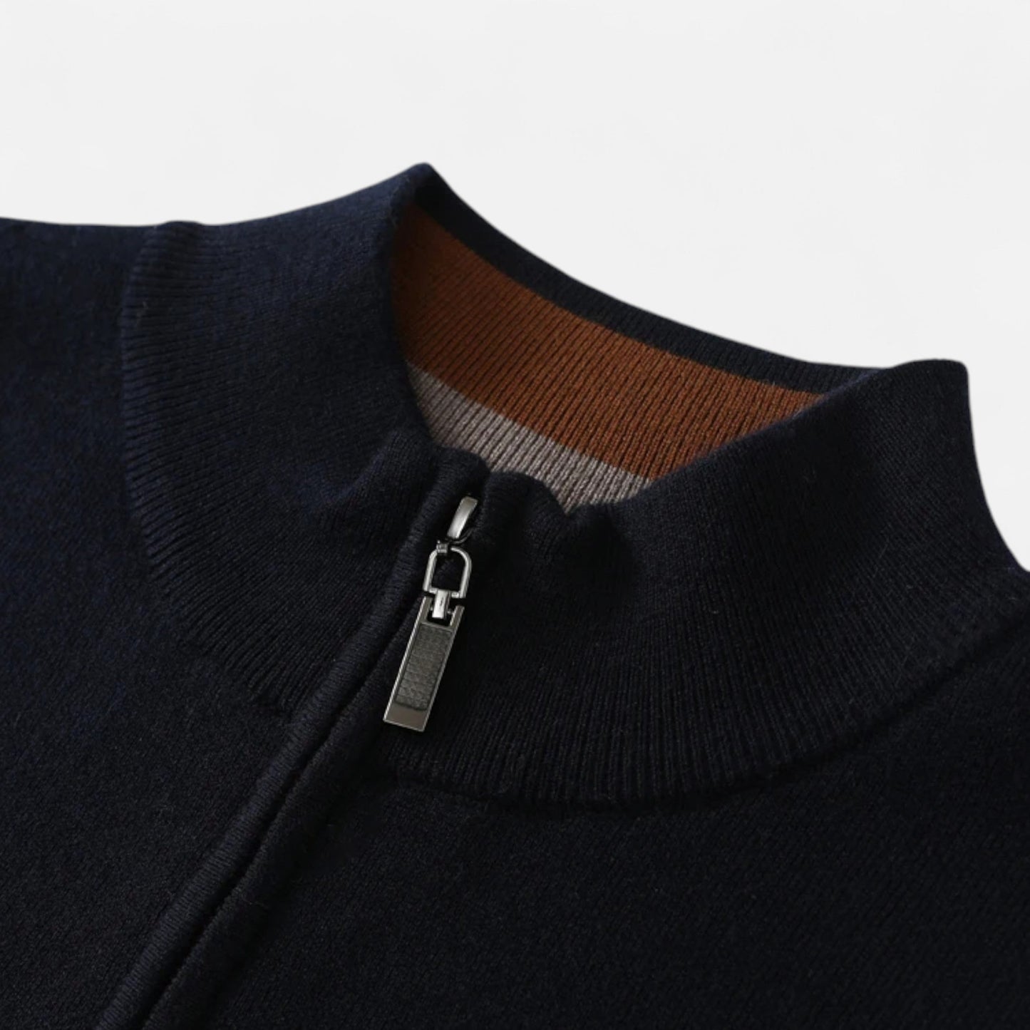Suéter Hombre Lana Merino Media Cremallera Cuello Semi Alto