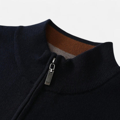 Suéter Hombre Lana Merino Media Cremallera Cuello Semi Alto