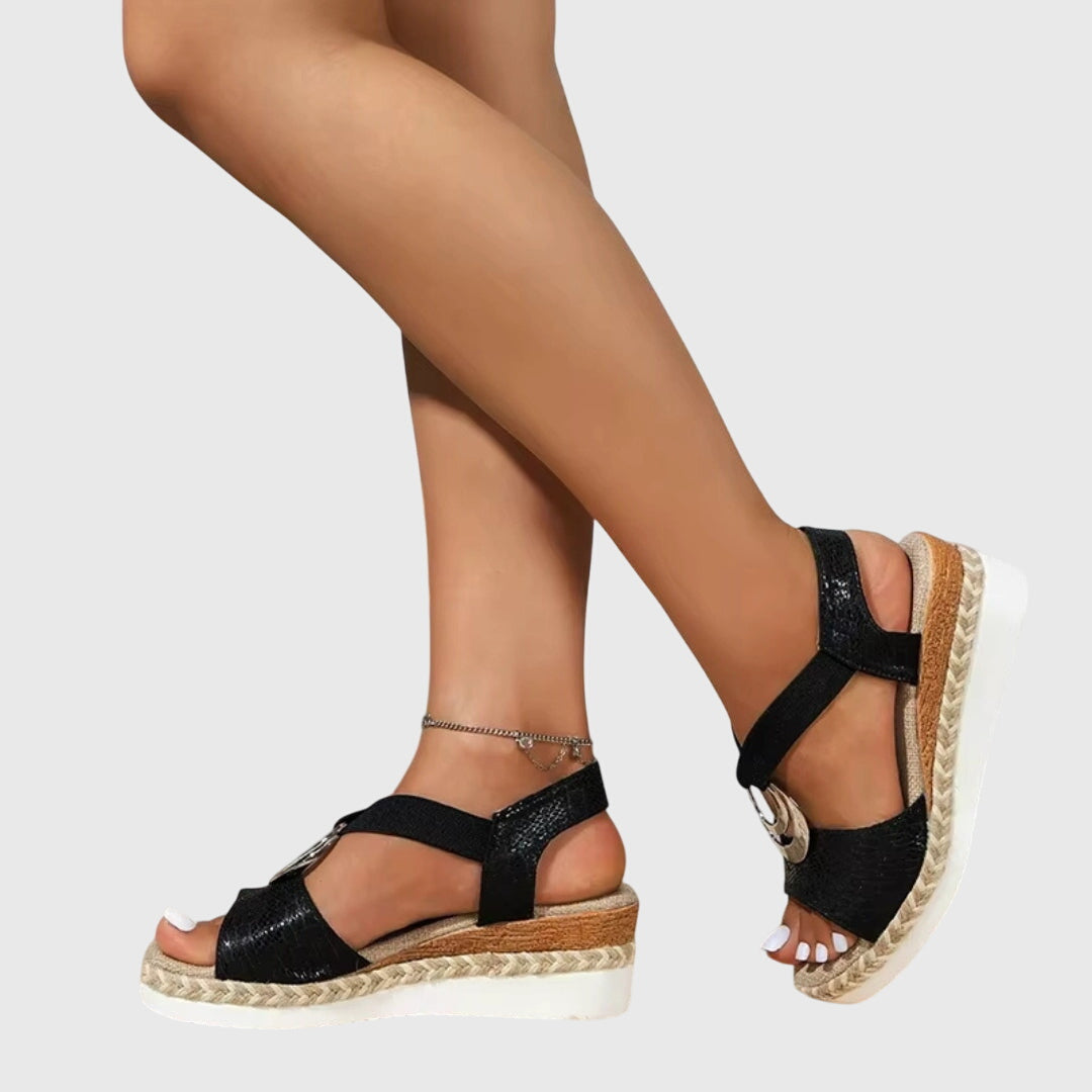 Sandalias Mujer con Cuña y Correa Ajustable