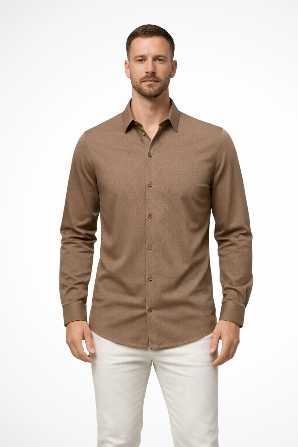 Camisa Hombre Casual Algodón Manga Larga Botones