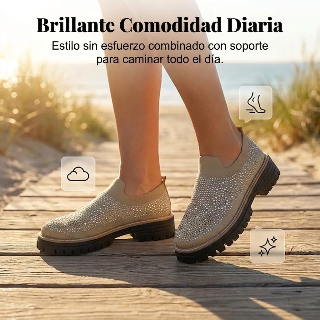 Mocasines Mujer sin Cordones con Pedrería Brillante - Mavetta