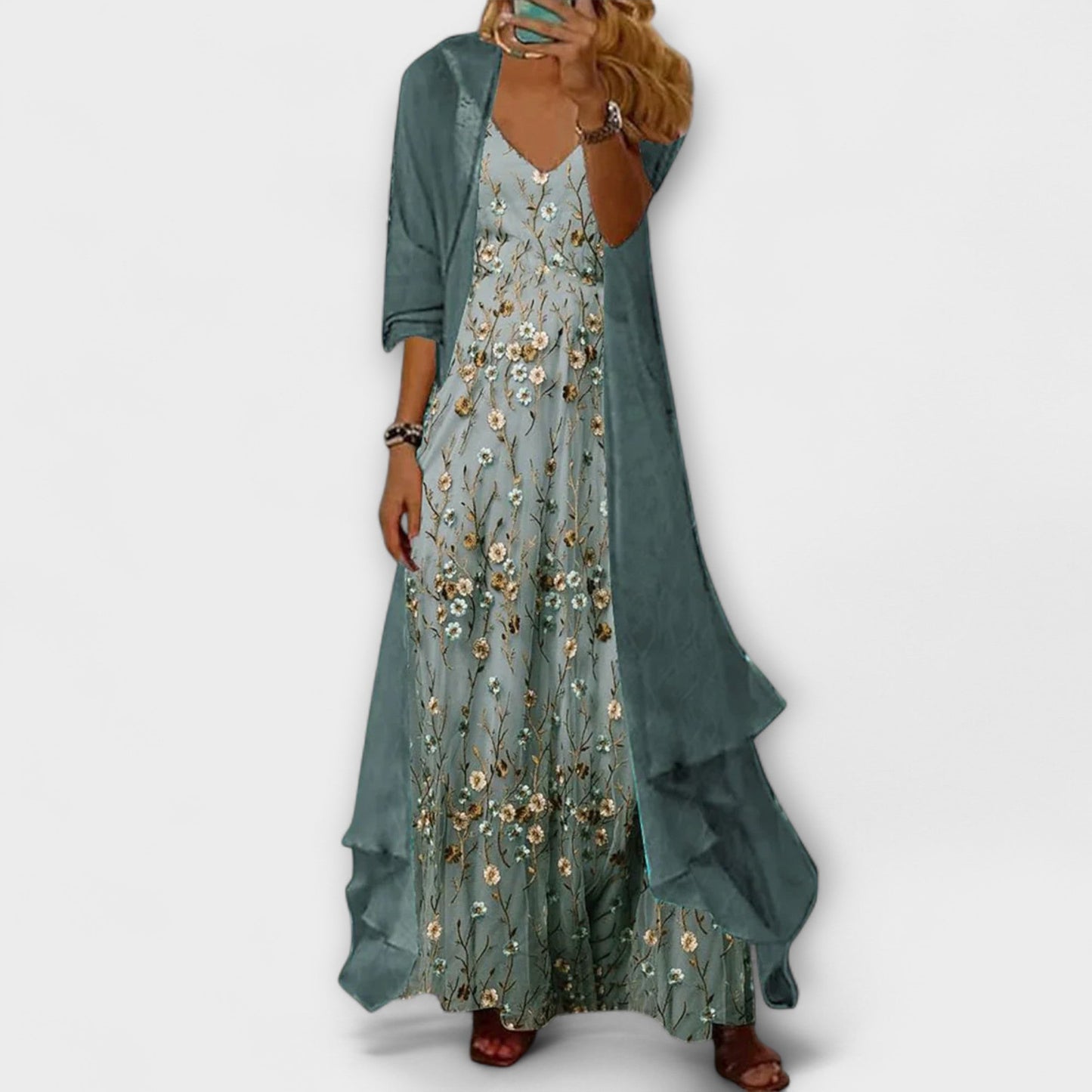 Conjunto Mujer de Dos Piezas con Vestido Maxi Elegante - Mavetta