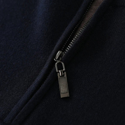 Suéter Hombre Lana Merino Media Cremallera Cuello Semi Alto