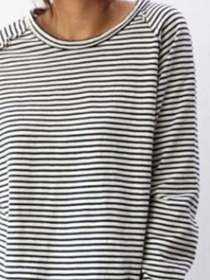 Camiseta Mujer Manga Larga Cuello Redondo Rayas