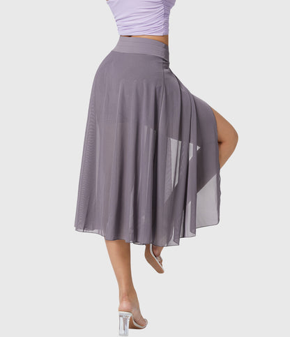 Falda Midi Mujer Talle Alto Cordón Ajustable Acampanada