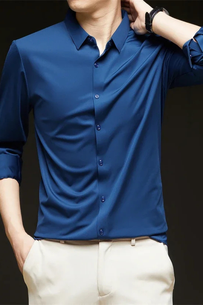 Camisa Hombre Casual Algodón Manga Larga Botones