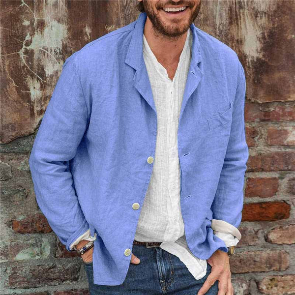 Chaqueta hombre de lino casual ajuste regular