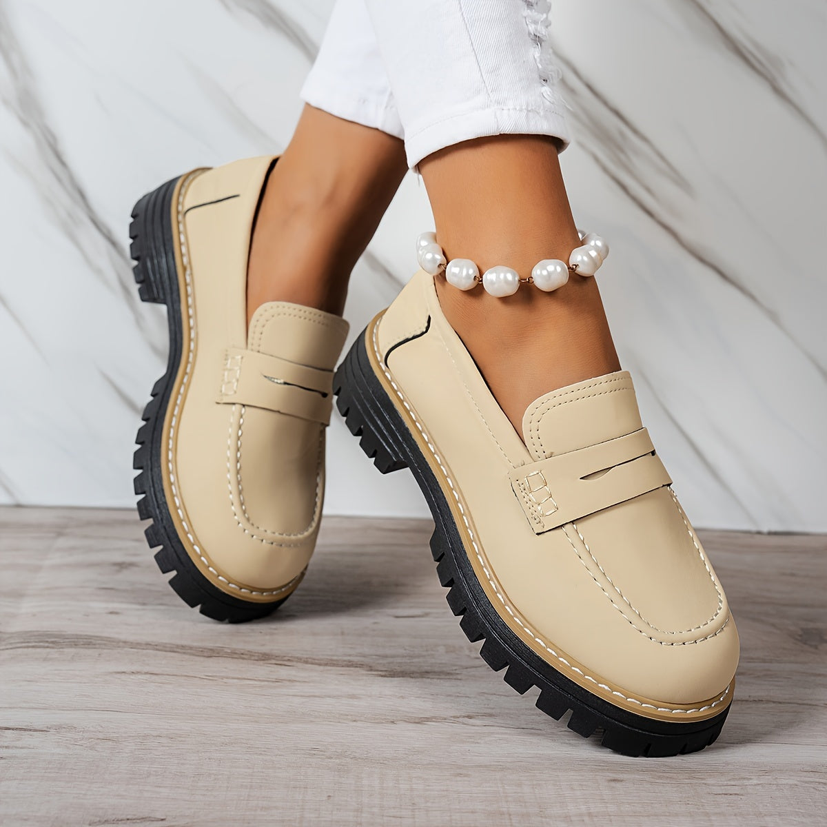 Mocasines Mujer Diseño Retro Suela Gruesa Comodos
