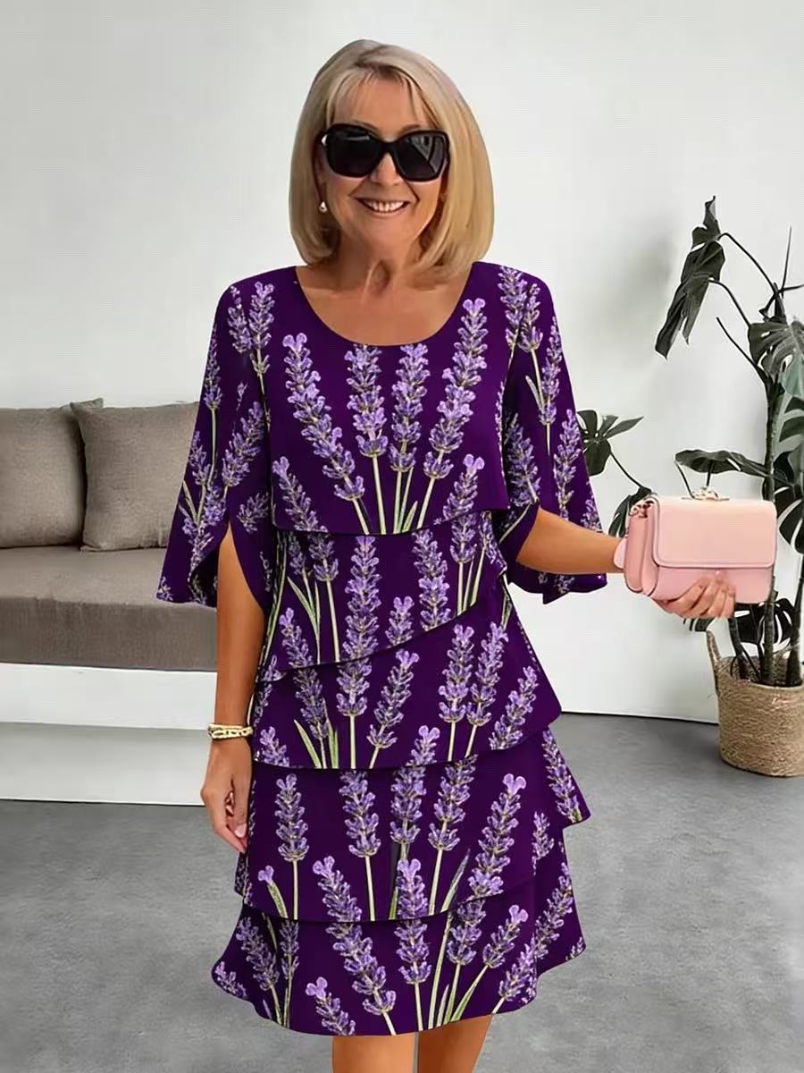 Vestido midi mujer con volantes escalonados y mangas abiertas