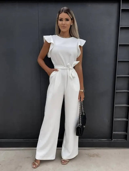 Mono Mujer Pantalón Ancho Cinturón Ajustable Elegante