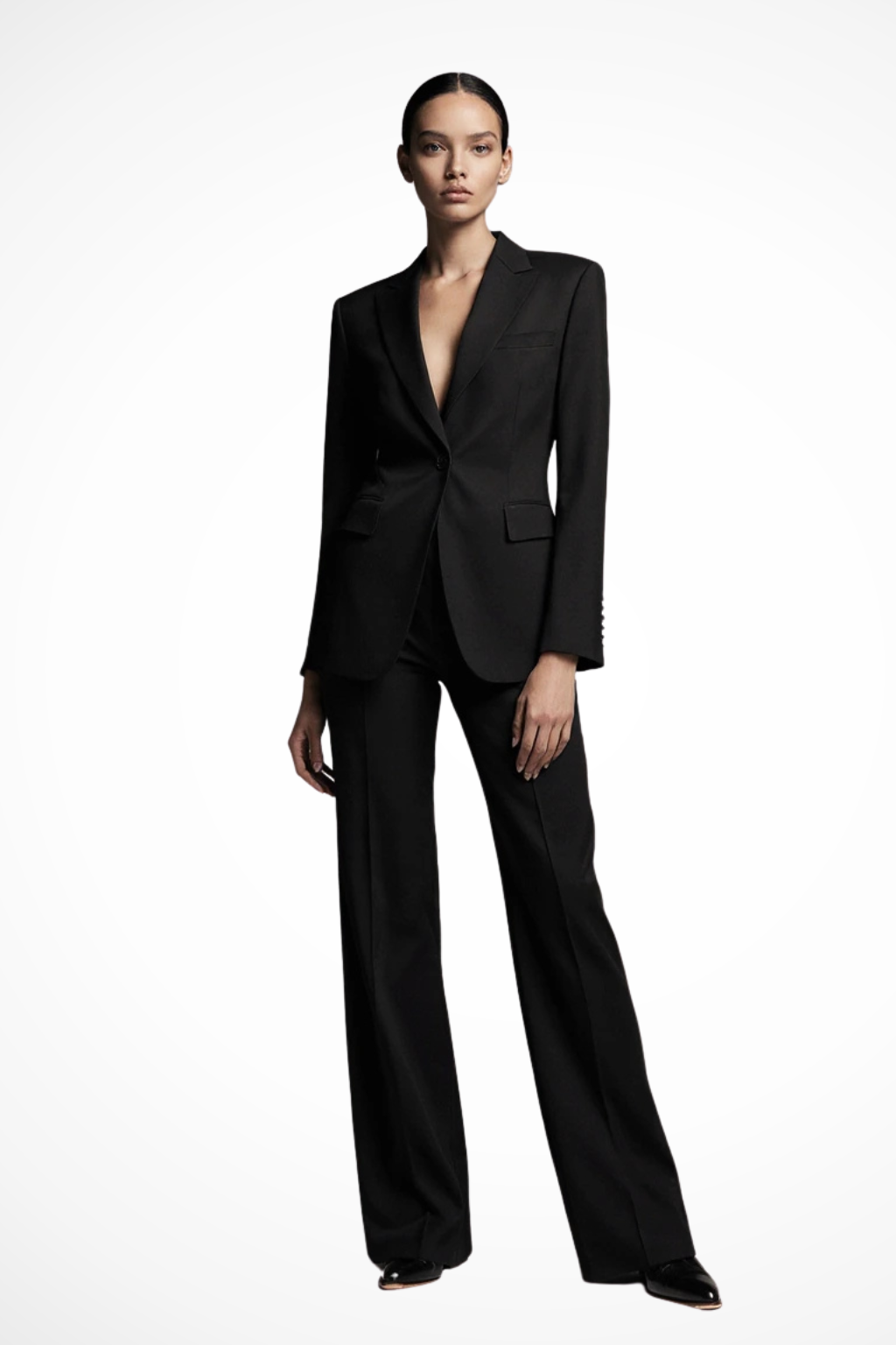Conjunto Mujer Blazer Estructurado y Pantalones Pierna Ancha