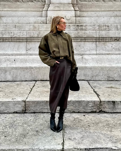 Chaqueta Bomber Mujer de Ante Estilo Oversize Cierre Cremallera