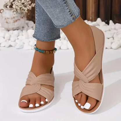 Sandalias Mujer de Cuero Diseño de Nudos Comodas Verano