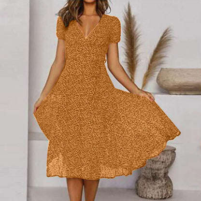 Vestido Mujer línea A Escote en V Bajo Oscilante